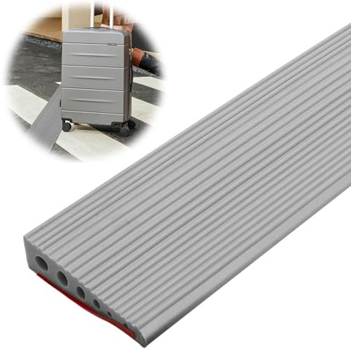 Rampa per soglia, 100 x 10 x 2,5 cm, in PVC, superficie antiscivolo, rampa per sedia a rotelle, passeggini, deambulatori o scooter (grigio, 2,5)