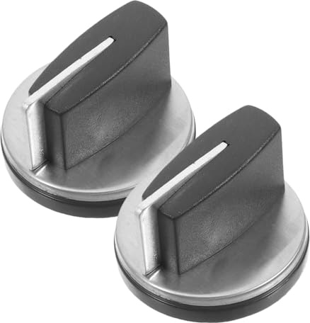 WHAMVOX 2pcs Gas Stove Burner Control Knobs Replacement for Gas Cooker and Steam Oven, Silver Plastic Ignition Switch Knobs with High-temperature Resistance and Easy to Clean, Suitable