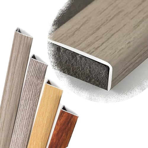 120cm Metal Stair Nose Profile 90cm Wood Grain Stair Edge Protector for Wood/Vinyl/Tile Stairs Grey Oak Finish 1200x30x20mm Durable & Stylish Stair Safety Solution
