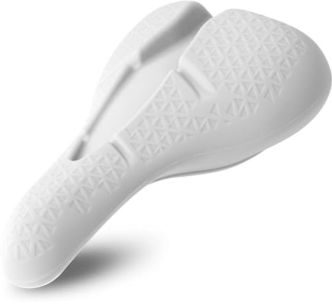 GoaePode Bike Seat Cover Padded, Bicycle Saddle Gel Cushion Elastic Waterproof Silicone for Narrow Long Saddle Honeycomb Breathable for Women Men Peloton Spin Exercise Mountain Cycling Accessory, Grey