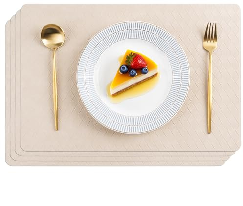 POLYTE Manteles Individuales de Mesa Lavables de Vinilo sintético con diseño geométrico para Interior y Exterior, Juego de 4.