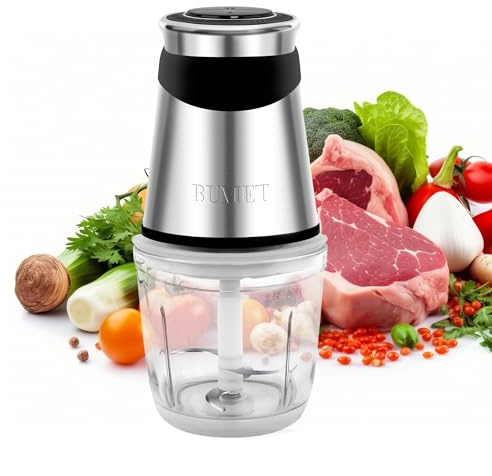 BUMET Electric food processor vegetable chopper 500W one 2.5cup bowl one bi-layer 4 blades Mini Food chopper for home use,Mincing, and Puree for kitchen aid, baby foot