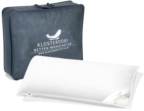 Klosterdorf Bettenmanufaktur Premium Kopfkissen - ''natürlich Deluxe'' - 40x80 cm - 500 Gramm - Handarbeit aus Deutschland - Für einen gesunden Schlaf