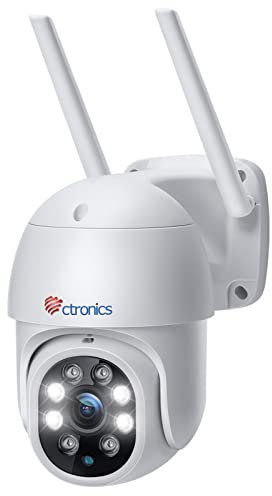 Ctronics PTZ Überwachungskamera, WiFi, Außen, IP-Kamera, 1080p, menschliche Erkennung, automatische Verfolgung, 355 °, neigbar, 90 °, bidirektionales Audio, wasserdicht, IP66, unterstützt P2P Slot