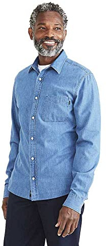 Dockers Original Shirt Slim, Camisa Hombre, Glory Light Indigo, S