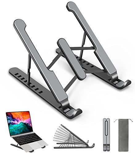 AOVUYCK-Store Laptopständer, Laptopständer mit 8 verstellbaren Stufen, Rutschfester Laptop-Ständer aus Kunststoff und Silikon, Kompatibel mit MacBook Air Pro, HP, 10—15,6 Zoll