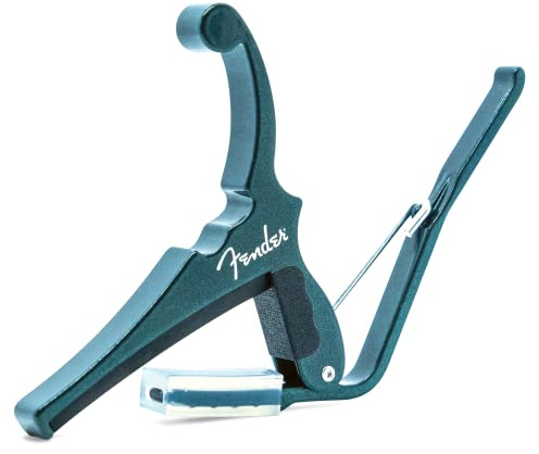 Kyser Musical Products Fender X Quick-Change Electric Guitar Capo, KGEFSHGA, Sherwood Green - For Electric Guitars, Collaboration with Fender, Made in USA, Quality, Strong, Lightweight, Quick
