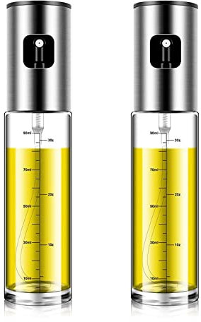 2 Pièces Pulvérisateur d'huile, Vaporisateur d'huile et de Vinaigre, Spray de Cuisson Bouteille, Inoxydable Pulvérisateur d'huile, pour Barbecue, Cuisine, Salade, Pâtes, Pain de Cuisson, etc