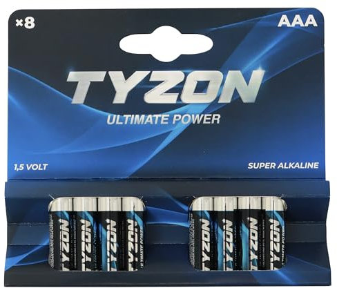 Tyzon Lot de 8 Piles alcalines AAA - Piles jetables durables pour appareils ménagers