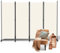 Yugodex Raumteiler Klappbar Freistehend Trennwand, Paravent auf Rollen, Umkleide Sichtschutz Raumtrenner 4 Teilig 228x181 cm, Paravent für Balkon, Büros, Wohnzimmer (Beige)