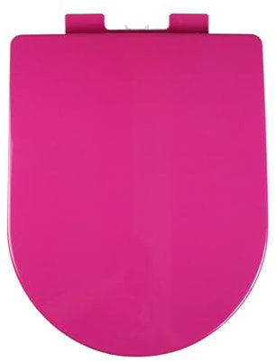 Giural Toilettensitz Mit Absenkautomatik Und Schnellverschluss Für Einfache Reinigung, Toilettendeckel Mit Verstellbaren Scharnieren, Verdickter D Form Toilettensitz,36 * 44.5Cm,Rosa