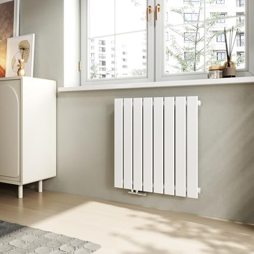 EMKE Radiador de Diseño 630x620 mm, Panel Plano Mural Horizontal, Conexión Lateral, Estructura Monocapa, Blanco, 450 Vatios