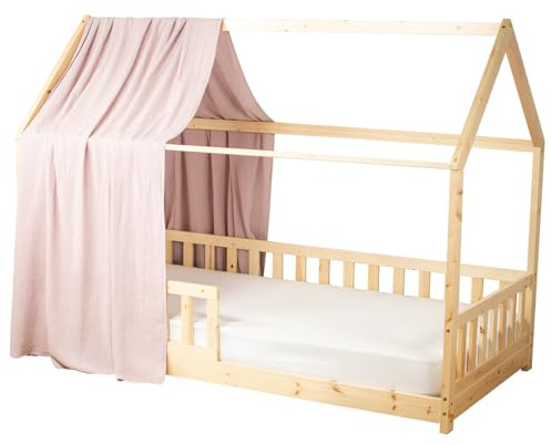 Sevira Kids - Ciel de lit cabane en Gaze de Coton - 130x330 cm Made in France