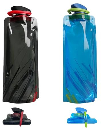 Cosyhav Collapsible Water Bottle,2 Pack 700ml Foldable Water Bottles for Hiking, Runing, Cycling and Mountaineering, Portable Running Water Bottle, Leak Proof and Lightweight