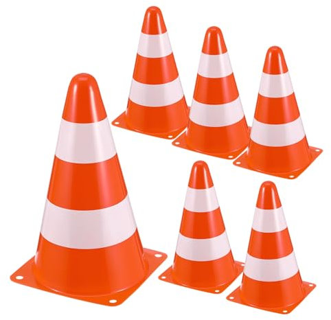 HOOTNEE 6pezzi Coni Stradali per Sicurezza da Arancioni Riflettenti in PE per Parcheggio e Controllo Traffico Resistenti e Alta visibilità