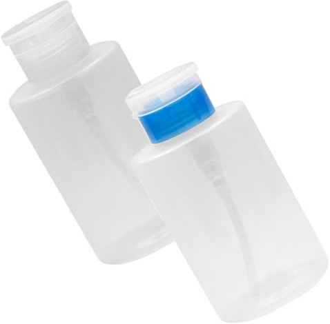 BIUDECO 2 pièces Bouteilles de Nettoyant Ongles Rechargeables Lot de Flacons Pression Transparent et Bleu Compactes et Étanches pour Voyage et Usage Quotidien