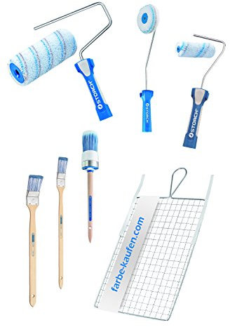 STORCH Profi Malerset für Dispersions-Silikatfarben Innen 9-teilig hochwertig mit Abstreichgitter