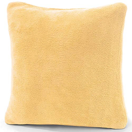 CelinaTex Xanio Dekokissen mit Innenkissen 80 x 80 cm beige Coral-Fleece Sofakissen Mikrofaser Kuschelkissen