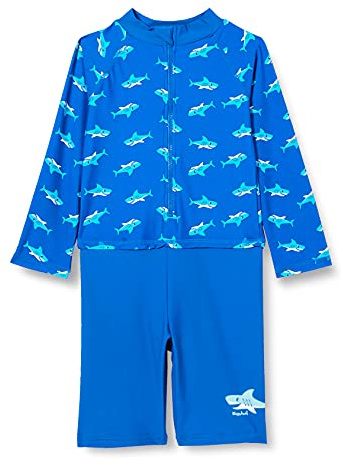 Playshoes UV-Schutz Einteiler Unisex Kinder Badeanzug Schwimmanzug Badebekleidung, Hai Langarm, 86/92