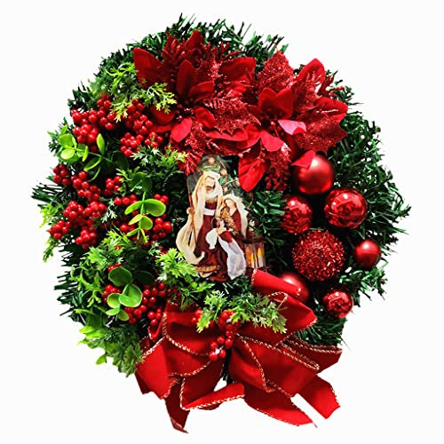 MagiDeal Ghirlanda della Natività Ghirlanda di Natale Rossa da Appendere per la Porta d'ingresso Ghirlanda dell'albero Matrimonio Sacra Famiglia - 40 cm