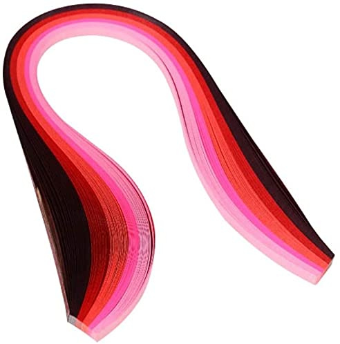 ODETOJOY Red-Tone Pestel Color Quilling pappersremsor 3 mm - Mångsidiga quilling remsor set för nybörjare och proffs hantverkare papper filigran 1/8 tum (strålande röd)