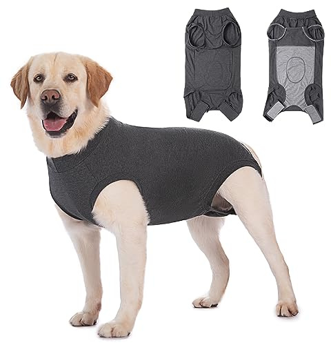 Axcimond Body per cani dopo operazione con protezione anti-perdita, body medico per cani dopo castrazione, cane femmina, cane maschio, maglietta medica per cani, tuta con chiusura in velcro