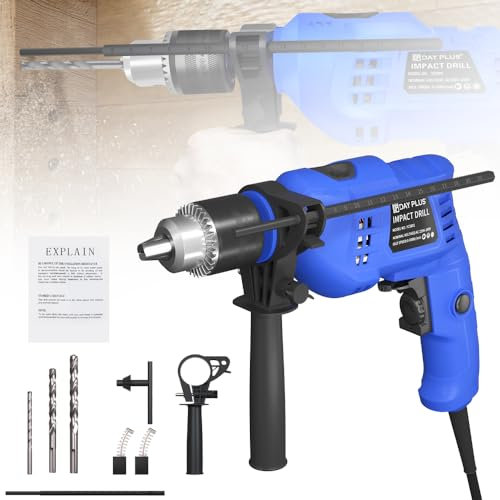 850W Schlagbohrmaschine 2 in 1 Bohrhammer & Impact Mehrzweck Bohrmaschine 3000RPM Variable Drehzahl Bohrer mit Schlagbohrkronen, 13mm Bohrfutter, Bohrkronen SDS Plus Bohrfutter Schlaghammer Drill