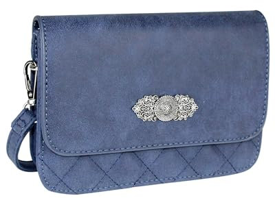 Gesteppte Handtasche Fabia mit Trachten Applikation | Dunkelblau