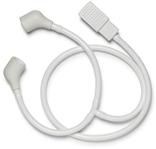 Croydex Push-Fit Shower Attachment for Bath Taps - Flexible Shampoo Spray with Square Head, 100cm Hose Length, Fits Most Round or Oval Basin Taps, White