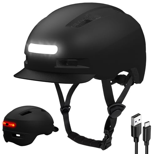 KINGLEAD Cascos de Bicicleta para Hombre y Mujer, Casco de Bicicleta con Gafas magnéticas y luz USB Recargable, Casco de Carreras Ajustable para Bicicleta de montaña con Tiras Reflectantes
