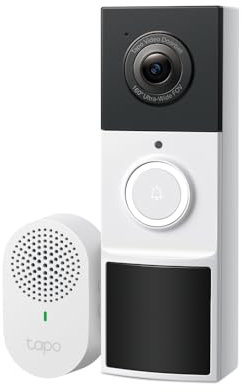 TP-Link Tapo D210 Caméra de sonnette vidéo, Wi-Fi 2,4 GHz, vision nocturne, détection de mouvement, noir