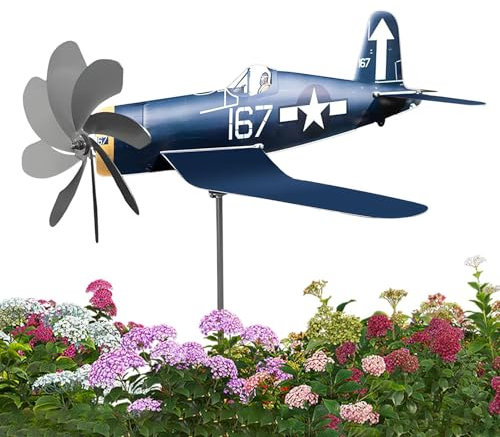 Umiocns Molinillo de viento de metal, molinillos de viento, molinos de viento para jardín, molinillos de viento, escultura de viento, aeronave, atrapadores de viento de acero inoxidable, decoración de