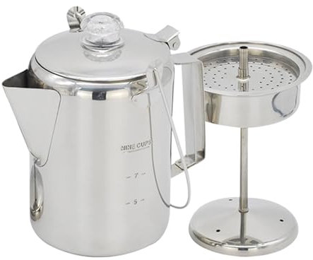 Cafetera percoladora de camping | Percoladores de café en la estufa | Percoladores de cocina de 9 tazas, percolador de camping adecuado para grupos para acampar