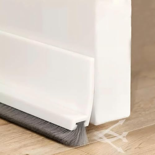 Womwpmt 2.16 W x 39 L White Door Draft Stopper with Brush, Brush Door Seal for Protection from Sound, Cold, Moisture and Insects Silicone, Self Adhesive Door Sweep for Exterior/Interior Doors
