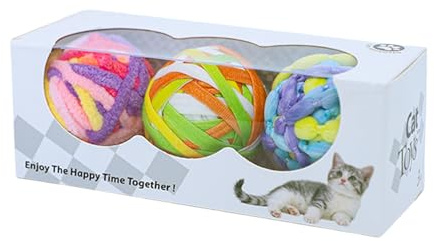 Genérico Balles pour chats, jouets interactifs à mâcher - 3 pièces colorées pour nettoyage avec clochettes - Accessoires pour animaux de compagnie