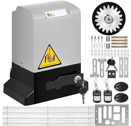 CFWWSAQ Sliding Gate Opener, Gate Opener 1300LBS Electric Garage Door Opener Automatic Sliding 2 Keys With 4m Racks Operator For Hotel Factory School