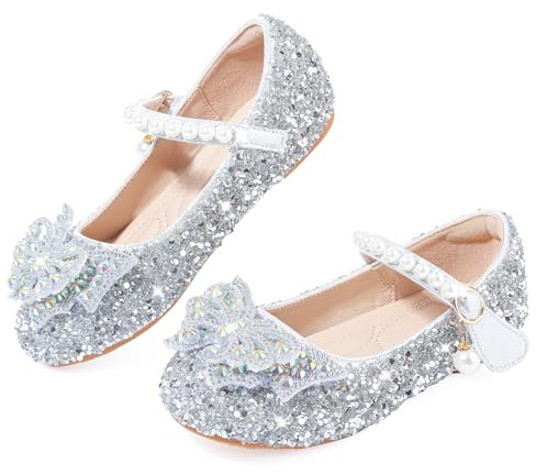 VTASQ Girls Glitter Mary Jane Princess Shoes Flat Sandal Sequin Party Wedding Shoes Toddlers Kids Ballet Dress Shoes Birthday Prom Cosplay Dance Shoes