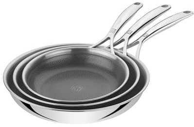 ZWILLING Peak - Juego de sartenes (3 piezas, 20, 24, 28 cm), acero inoxidable 18/10 CERAFORCE HyCoat