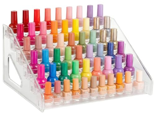 Gykutix 6 Livelli Porta Smalti Organizer, Acrilico Trasparente Scaffale da Parete Espositore Smalti, Oli Essenziali Espositore per Salone di Bellezza e Uso Domestico Nessun Attrezzo(31 x 25,5 x 16 cm)