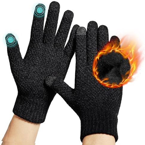 DOVAVA Guantes - para hombre Gris gris 85 (Negro)