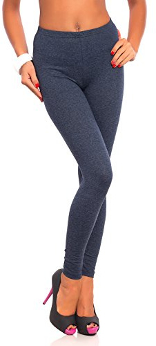 FUTURO FASHION Dam Full längd bomull leggings UK solid grå vardaglig sport damer leggings mjuka byxor plusstorlekar 8-28 UK, denim, 42