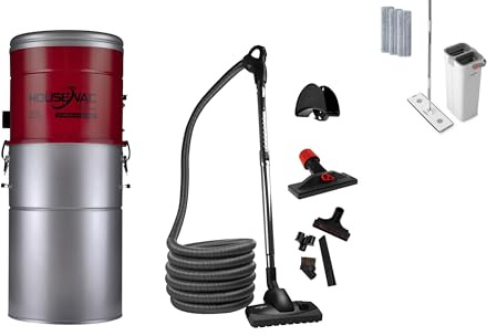 HouseVac Aspirapolvere centrale HV-755ST-35H + kit di accessori Premium da 7,5m|potenza di aspirazione 755 AirWatts, motore Ametek da 1700 W, 2 turbine|Soft START/STOP| Filtro ciclonico ibrido