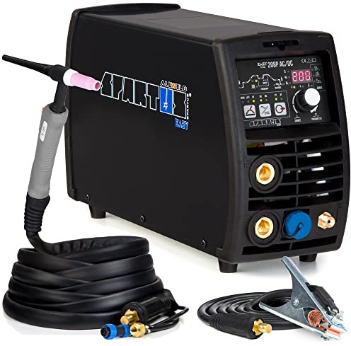 Spartus EasyTIG 208P AC/DC - 200 A WIG Schweißgerät AC DC 230 V - Puls und MMA - Schweißen von Edelstahl - Pre Flow und Post Flow - Möglichkeit Fernsteuerung, Set: Solo