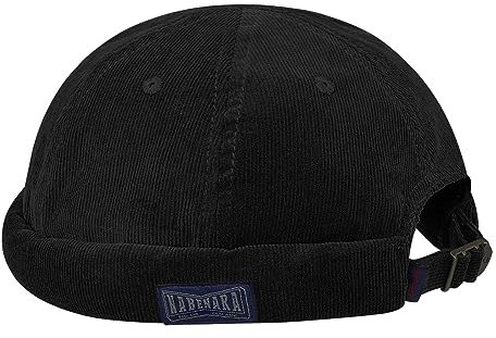 CLAPE Cotton Docker Cap Herren Damen Klassisch Dockermütze Retro Kord Seemannsmütze Rolled Cuff Brimless Hat Fisherman Beanie Watch Hat Black HBH01