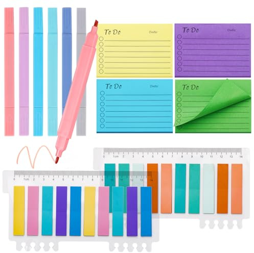 600 Transparente Haftnotizen, 6 Textmarker Transparent Sticky Notes mit Marker StifteSet für Transparent Bibel Marker Notizzettel Book School Supplies Bürobedarf