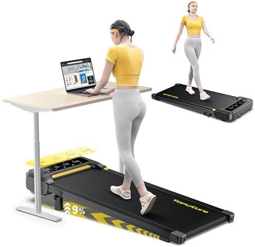 Laufband für Zuhause mit Neigung, 1-10 km/h Walking pad, Elektrisches Laufband mit Steigung, 2.5HP Walking Machine für Zuhause & Büro, Fernbedienung und App, Keine Montage Erforderlich (Gelb)