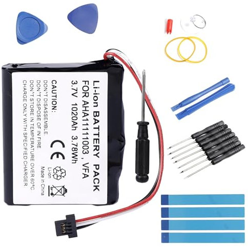Fuworance GPS Battery Compatible with Tomtom Go 500, Start 60 M Europe Traffic, Start 60 EU 4EN62, Via 1605, 4EN6.001.02, 4EN62, AHA11111003, VFA + Repair Tool 1020 mAh Batteries