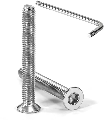 Tunejoy Vis à Tête Fraisée Torx M5 x 40 mm Vis à Six Pans Creux en Acier Inoxydable A2 V2A à Tête Fraisée Métaux avec Clé T25 Filetage Complet 20 Pièces