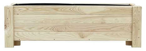 Fioriera in legno di pino, 120 x 33 x 35 cm, fioriera rialzata per balcone, in tessuto non tessuto