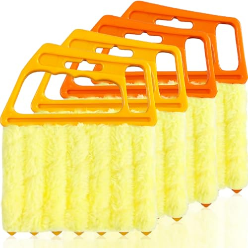 MeteorapPrime Lot de 4 Brosses de Nettoyage pour Stores Vénitiens - Brosse à 7 Lamelles pour Nettoyage Facile des Stores Claviers et Climatiseurs - Accessoire d’Entretien Maison et Voiture